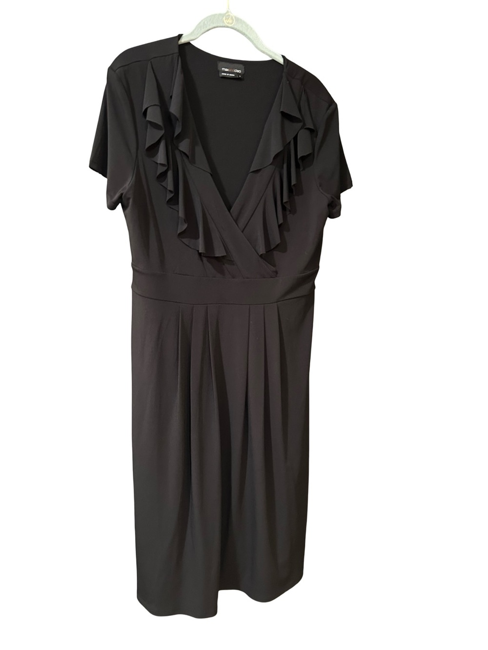 Max & Cleo Black Ruffle-Trim Midi Dress